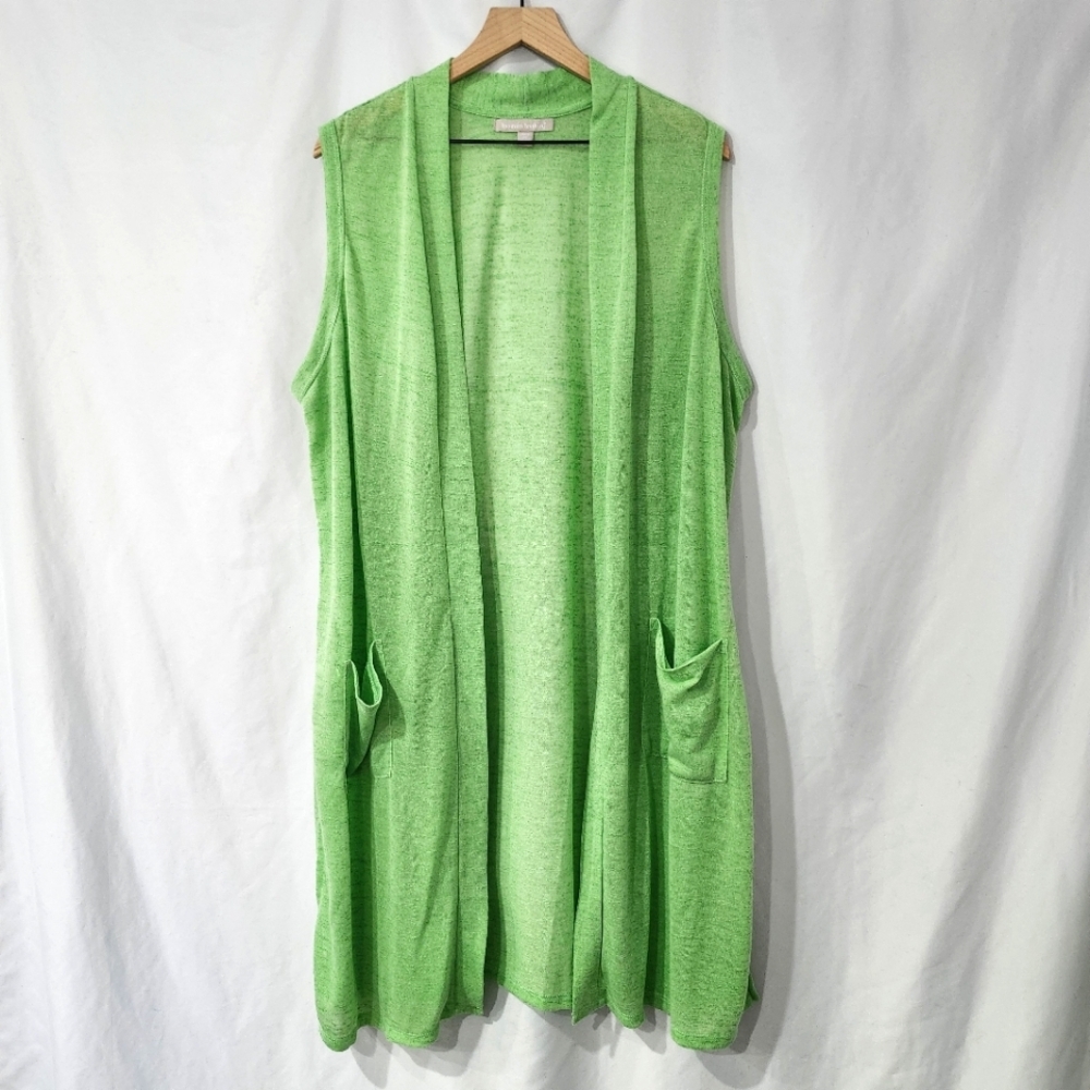 Woman‎ Within Linen Blend Duster Cardigan 2X Cover Up Coastal Resort Summer